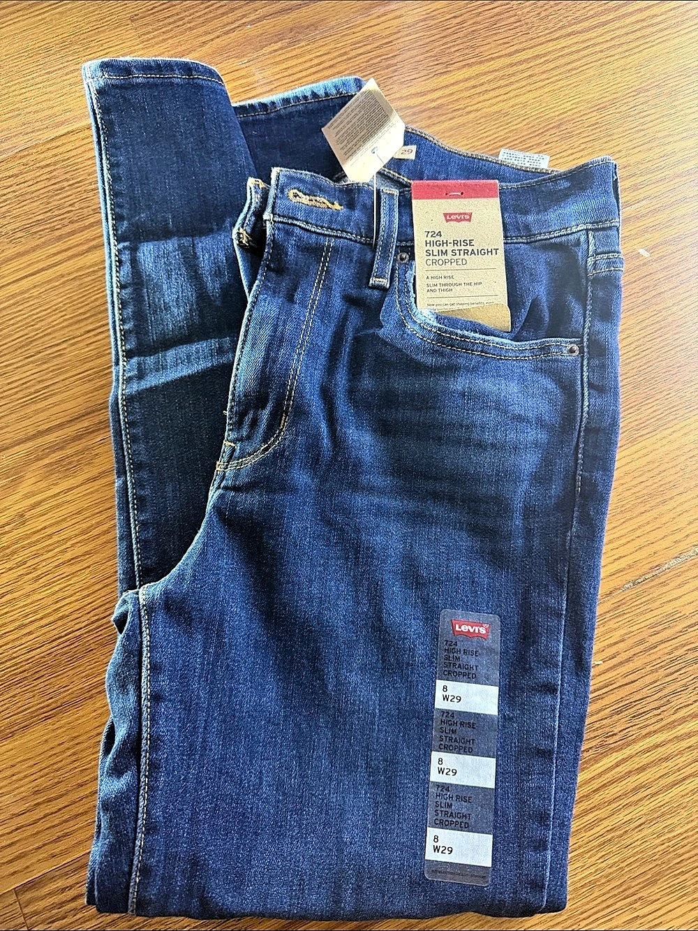Levi's 724 High-Rise Slim Straight Cropped Jeans in Blue Waist 29 NWT